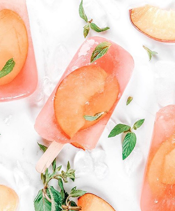 Sparkling Water and Peach Popsicles