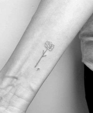 Single Needle Rose Tattoo