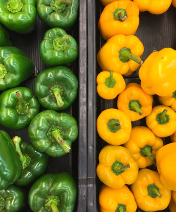 Green and yellow bell peppers