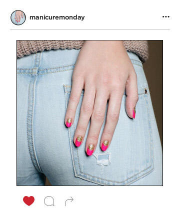 Mani of the Week: Hot Pink Half Moon