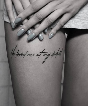 thigh tattoo inspirational quote love at darkest summer trends