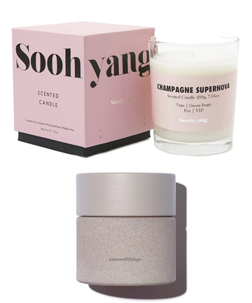 Soohyang Candle, $32 and Natureofthings Restorative Floral Bath, $150
