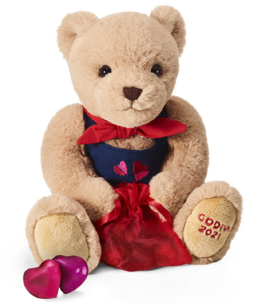 Splurge Chocolate: Godiva Valentine's Day Plush Bear with Chocolate Hearts, $29.95
