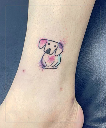 Leg Watercolor Dog tattoo at theYoucom