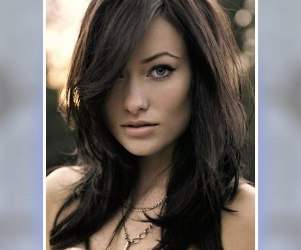 Hairstyles for Big Foreheads: Deep, Messy Side Part on Olivia Wilde