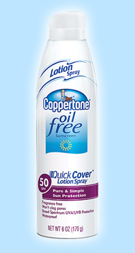 Coppertone Oil Free QuickCover Lotion Spray SPF50