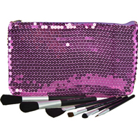Jasmine La Belle Cosmetics 6 pc Brush Set with Sequined Pouch