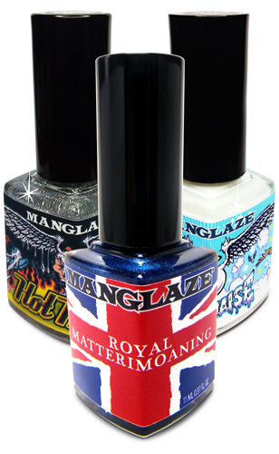 ManGlaze Royale 3-Way ManGlaze SAPPHIRE BLUE NAIL POLISH, HOTMESS & MAYONNAISE