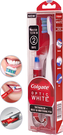 Colgate Optic White Toothbrush + Built-In Whitening Pen