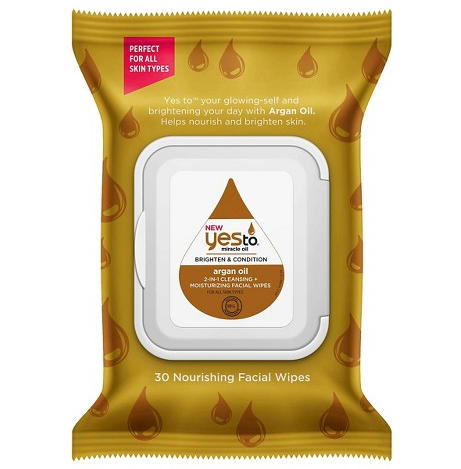 Yes To Miracle Oil Argan OIL 2-in-1 Cleansing + Moisturizing Facial Wipes